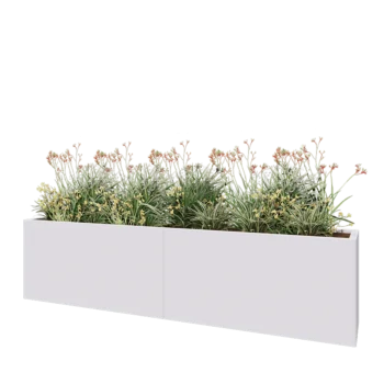 Terasest lillekast XXL - Ristkülik - 240 x 40 x 60 cm - RAL9010 matt (valge) - Põhjalauaga
