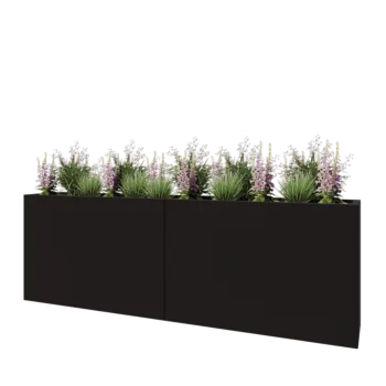 Terasest lillekast XXL - Ristkülik - 240 x 40 x 80 cm - RAL9005 matt (must) - Põhjalauaga