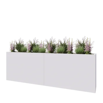 Terasest lillekast XXL - Ristkülik - 240 x 40 x 80 cm - RAL9010 matt (valge) - Põhjalauaga