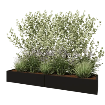Terasest lillekast XXL - Ristkülik - 240 x 50 x 30 cm - RAL9005 matt (must) - Põhjalauaga