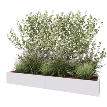 Terasest lillekast XXL - Ristkülik - 240 x 50 x 30 cm - RAL9010 matt (valge) - Põhjalauaga