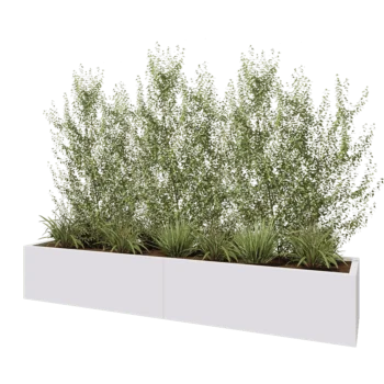 Terasest lillekast XXL - Ristkülik - 240 x 50 x 40 cm - RAL9010 matt (valge) - Põhjalauaga