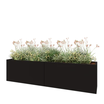 Terasest lillekast XXL - Ristkülik - 240 x 50 x 60 cm - RAL9005 matt (must) - Põhjalauaga