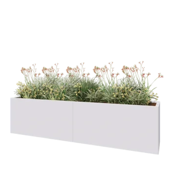 Terasest lillekast XXL - Ristkülik - 240 x 50 x 60 cm - RAL9010 matt (valge) - Põhjalauaga
