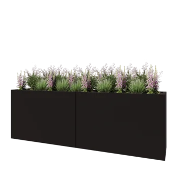 Terasest lillekast XXL - Ristkülik - 240 x 50 x 80 cm - RAL9005 matt (must) - Ilma põhjalauata