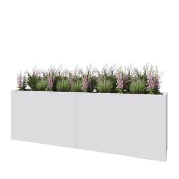 Terasest lillekast XXL - Ristkülik - 240 x 50 x 80 cm - RAL9010 matt (valge) - Põhjalauaga