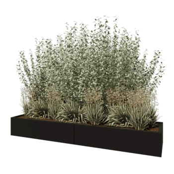 Terasest lillekast XXL - Ristkülik - 240 x 60 x 30 cm - RAL9005 matt (must) - Põhjalauaga
