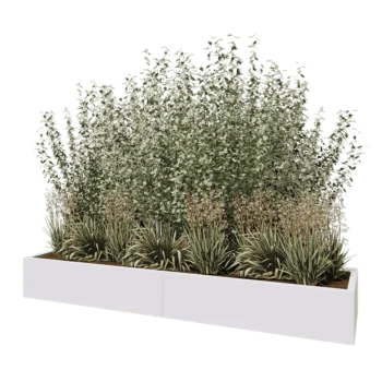 Terasest lillekast XXL - Ristkülik - 240 x 60 x 30 cm - RAL9010 matt (valge) - Põhjalauaga