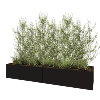 Terasest lillekast XXL - Ristkülik - 240 x 60 x 40 cm - RAL9005 matt (must) - Põhjalauaga