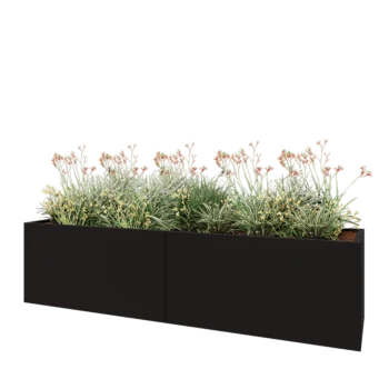 Terasest lillekast XXL - Ristkülik - 240 x 60 x 60 cm - RAL9005 matt (must) - Põhjalauaga