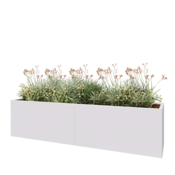 Terasest lillekast XXL - Ristkülik - 240 x 60 x 60 cm - RAL9010 matt (valge) - Põhjalauaga