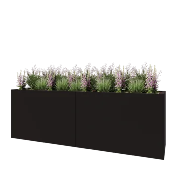 Terasest lillekast XXL - Ristkülik - 240 x 60 x 80 cm - RAL9005 matt (must) - Põhjalauaga