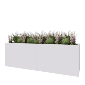 Terasest lillekast XXL - Ristkülik - 240 x 60 x 80 cm - RAL9010 matt (valge) - Põhjalauaga