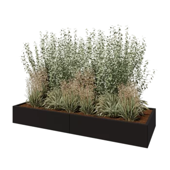 Terasest lillekast XXL - Ristkülik - 240 x 80 x 30 cm - RAL9005 matt (must) - Põhjalauaga