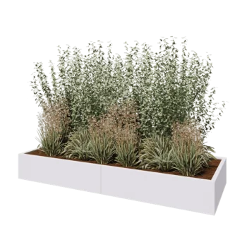 Terasest lillekast XXL - Ristkülik - 240 x 80 x 30 cm - RAL9010 matt (valge) - Põhjalauaga
