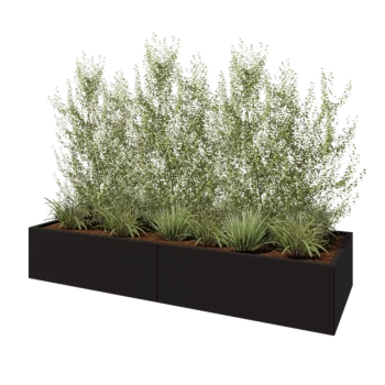 Terasest lillekast XXL - Ristkülik - 240 x 80 x 40 cm - RAL9005 matt (must) - Põhjalauaga