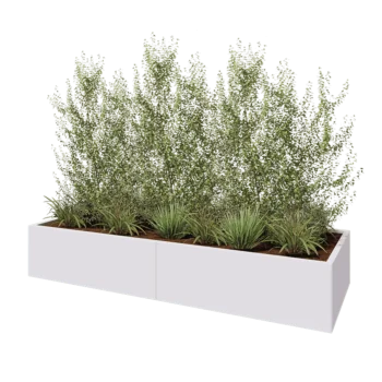 Terasest lillekast XXL - Ristkülik - 240 x 80 x 40 cm - RAL9010 matt (valge) - Põhjalauaga