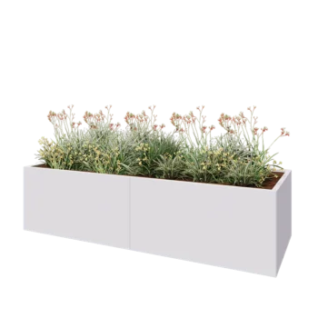 Terasest lillekast XXL - Ristkülik - 240 x 80 x 60 cm - RAL9010 matt (valge) - Põhjalauaga