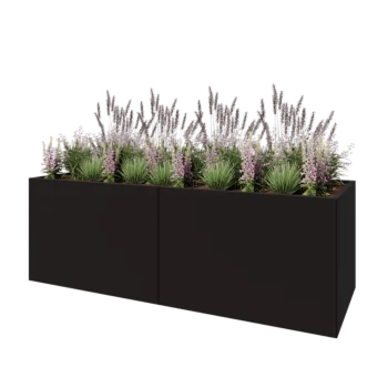 Terasest lillekast XXL - Ristkülik - 240 x 80 x 80 cm - RAL9005 matt (must) - Ilma põhjalauata