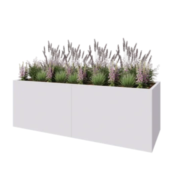 Terasest lillekast XXL - Ristkülik - 240 x 80 x 80 cm - RAL9010 matt (valge) - Põhjalauaga