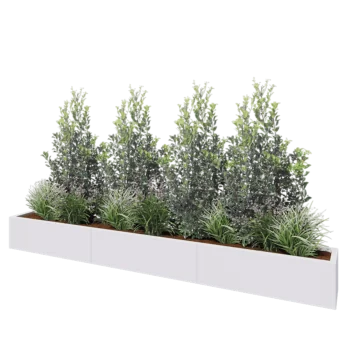 Terasest lillekast XXL - Ristkülik - 300 x 30 x 30 cm - RAL9010 matt (valge) - Põhjalauaga
