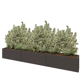 Terasest lillekast XXL - Ristkülik - 300 x 30 x 40 cm - RAL9005 matt (must) - Põhjalauaga