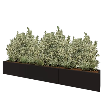 Terasest lillekast XXL - Ristkülik - 300 x 30 x 40 cm - RAL9005 matt (must) - Ilma põhjalauata