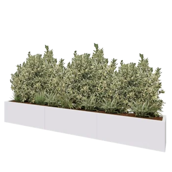 Terasest lillekast XXL - Ristkülik - 300 x 30 x 40 cm - RAL9010 matt (valge) - Põhjalauaga