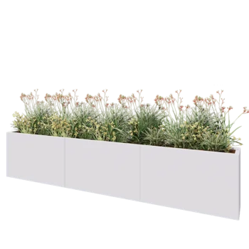 Terasest lillekast XXL - Ristkülik - 300 x 30 x 60 cm - RAL9010 matt (valge) - Põhjalauaga