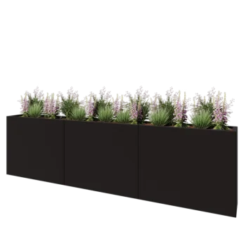 Terasest lillekast XXL - Ristkülik - 300 x 30 x 80 cm - RAL9005 matt (must) - Põhjalauaga