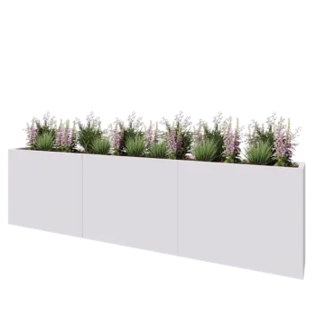 Terasest lillekast XXL - Ristkülik - 300 x 30 x 80 cm - RAL9010 matt (valge) - Põhjalauaga