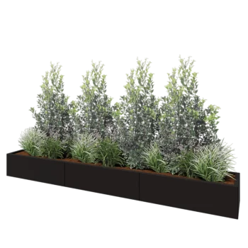 Terasest lillekast XXL - Ristkülik - 300 x 40 x 30 cm - RAL9005 matt (must) - Ilma põhjalauata