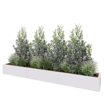 Terasest lillekast XXL - Ristkülik - 300 x 40 x 30 cm - RAL9010 matt (valge) - Põhjalauaga