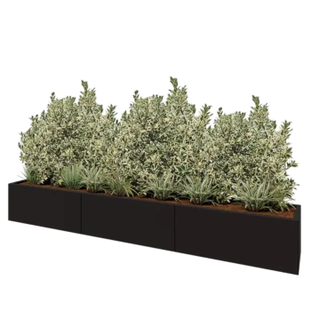 Terasest lillekast XXL - Ristkülik - 300 x 40 x 40 cm - RAL9005 matt (must) - Ilma põhjalauata