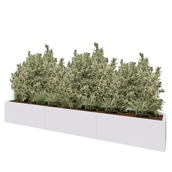 Terasest lillekast XXL - Ristkülik - 300 x 40 x 40 cm - RAL9010 matt (valge) - Põhjalauaga