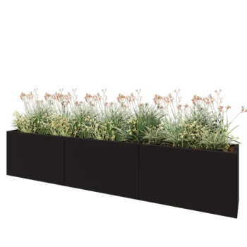 Terasest lillekast XXL - Ristkülik - 300 x 40 x 60 cm - RAL9005 matt (must) - Ilma põhjalauata