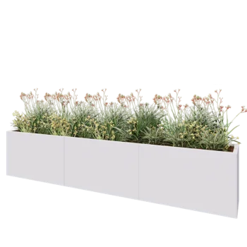 Terasest lillekast XXL - Ristkülik - 300 x 40 x 60 cm - RAL9010 matt (valge) - Põhjalauaga