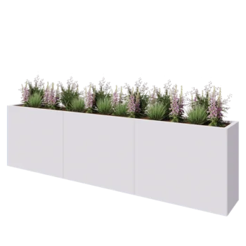 Terasest lillekast XXL - Ristkülik - 300 x 40 x 80 cm - RAL9010 matt (valge) - Põhjalauaga