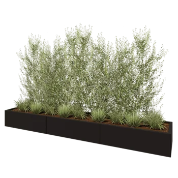 Terasest lillekast XXL - Ristkülik - 300 x 50 x 30 cm - RAL9005 matt (must) - Põhjalauaga