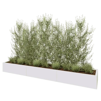 Terasest lillekast XXL - Ristkülik - 300 x 50 x 30 cm - RAL9010 matt (valge) - Põhjalauaga