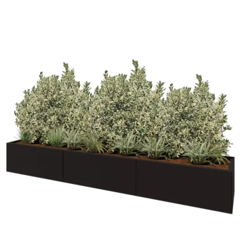 Terasest lillekast XXL - Ristkülik - 300 x 50 x 40 cm - RAL9005 matt (must) - Ilma põhjalauata