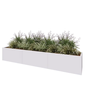 Terasest lillekast XXL - Ristkülik - 300 x 50 x 50 cm - RAL9010 matt (valge) - Põhjalauaga