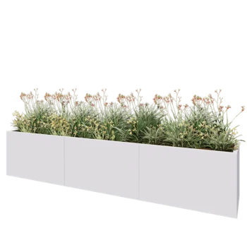 Terasest lillekast XXL - Ristkülik - 300 x 50 x 60 cm - RAL9010 matt (valge) - Põhjalauaga