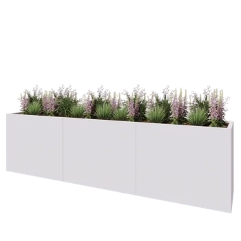 Terasest lillekast XXL - Ristkülik - 300 x 50 x 80 cm - RAL9010 matt (valge) - Põhjalauaga
