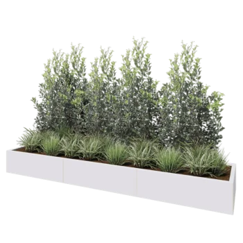 Terasest lillekast XXL - Ristkülik - 300 x 60 x 30 cm - RAL9010 matt (valge) - Põhjalauaga