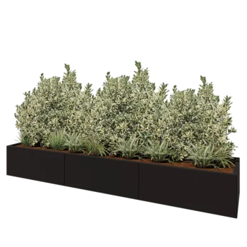 Terasest lillekast XXL - Ristkülik - 300 x 60 x 40 cm - RAL9005 matt (must) - Ilma põhjalauata