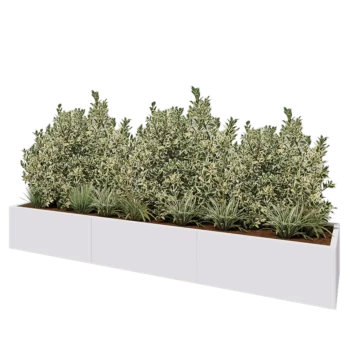 Terasest lillekast XXL - Ristkülik - 300 x 60 x 40 cm - RAL9010 matt (valge) - Põhjalauaga