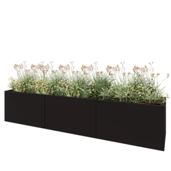 Terasest lillekast XXL - Ristkülik - 300 x 60 x 60 cm - RAL9005 matt (must) - Ilma põhjalauata