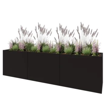 Terasest lillekast XXL - Ristkülik - 300 x 60 x 80 cm - RAL9005 matt (must) - Ilma põhjalauata