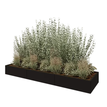Terasest lillekast XXL - Ristkülik - 300 x 80 x 30 cm - RAL9005 matt (must) - Ilma põhjalauata